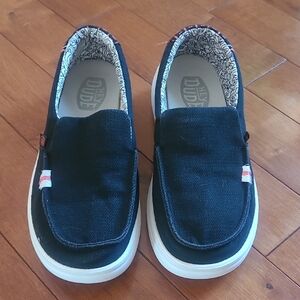 Hey Dude Black and White Slip-On Loafers